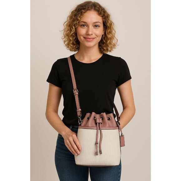 Steve Madden Bag Pink BMayor Raffia Crossbody Shoulder Handbag Tote WOMEN'S - Picture 16 of 16